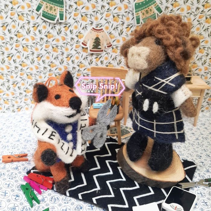 Handmade Felt Tailor Fox Hanging Decoration