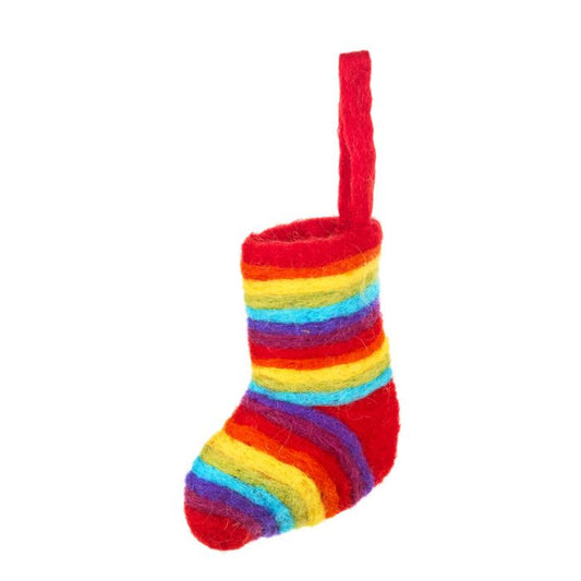 Handmade Felt Rainbow Mini Christmas Stocking Decoration