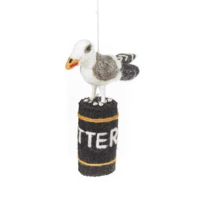 Handmade Felt Hangry Seagull Hanging Seaside British Decoration