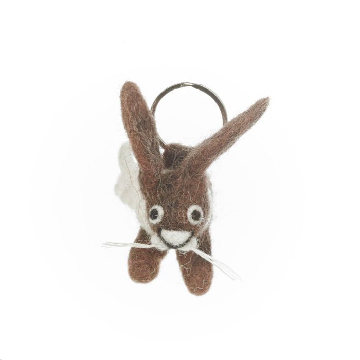 Handmade Felt Fair trade Herbie Hare Keyring