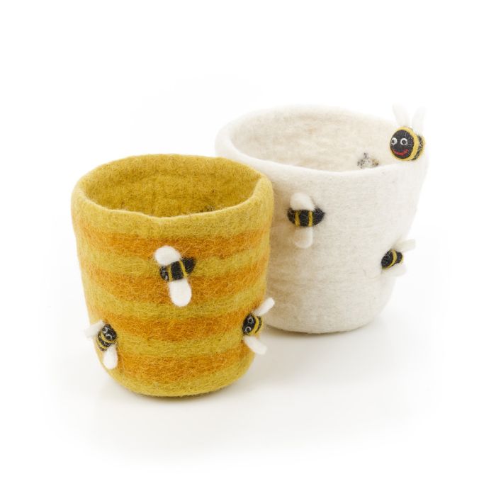 Handmade Felt Honey Bee Plant Pot Home Decoration