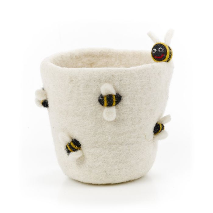 Handmade Felt Honey Bee Plant Pot Home Decoration