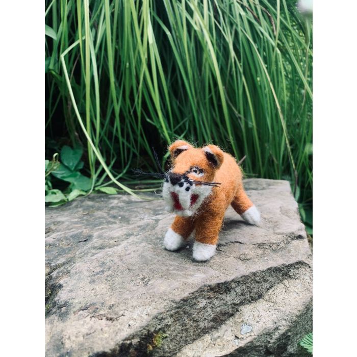 Handmade Felt Hunter the Sabre Tooth Tiger Hanging Decoration