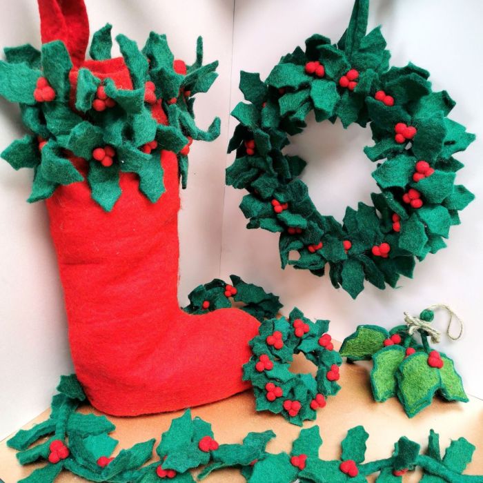Décoration de Noël à suspendre en feutre biodégradable faite à la main