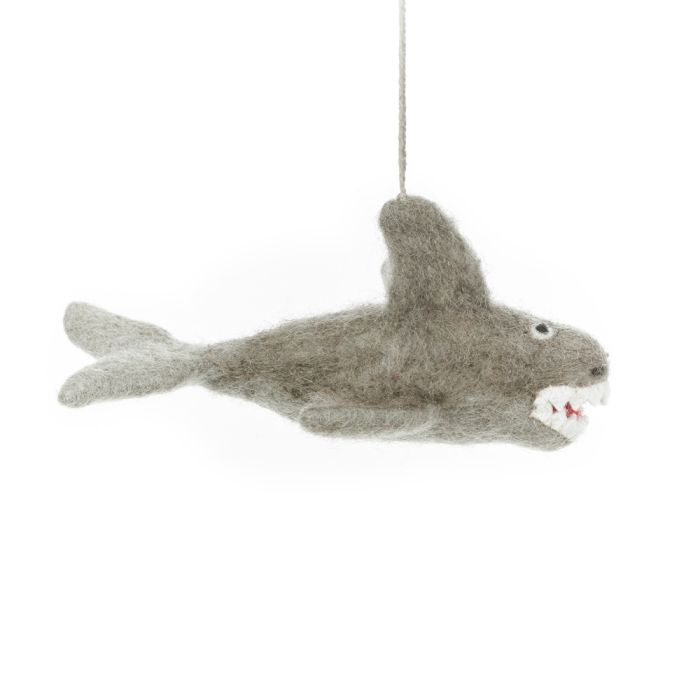 Handmade Felt Megaladon Shark Hanging Decoration