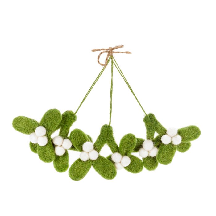 Handmade Felt Mini Mistletoe Sprig Set of 3 Hanging Decoration