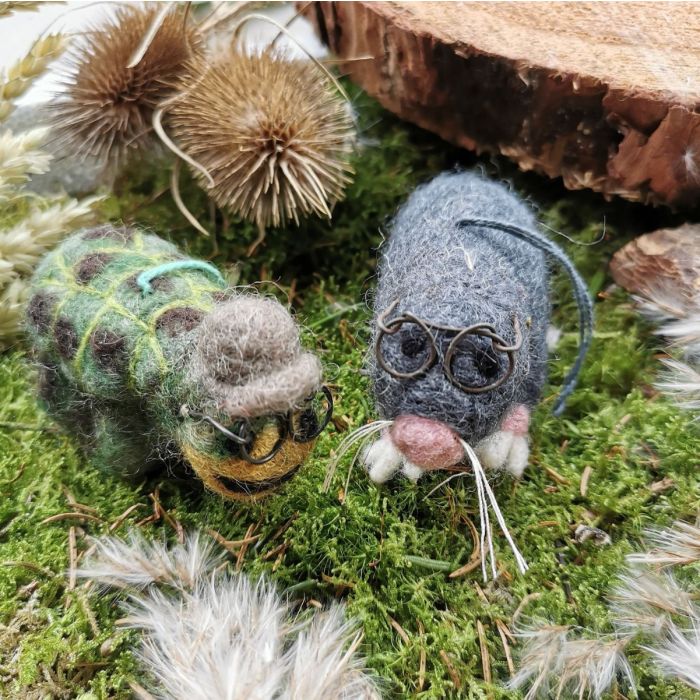 Handmade Felt Hanging Biodegradable Mole with Specs Decoration