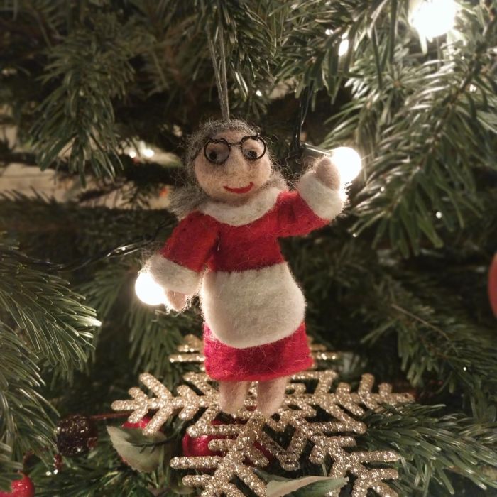 Décoration de sapin de Noël à suspendre en feutre fait main, Mère Noël