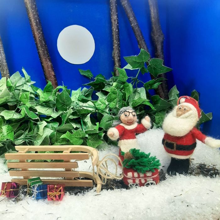 Décoration de sapin de Noël ronde en feutre faite à la main
