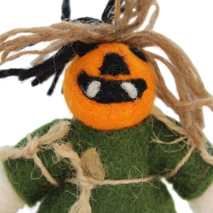 Épouvantail citrouille à suspendre en feutre biodégradable fait à la main, décoration d'Halloween