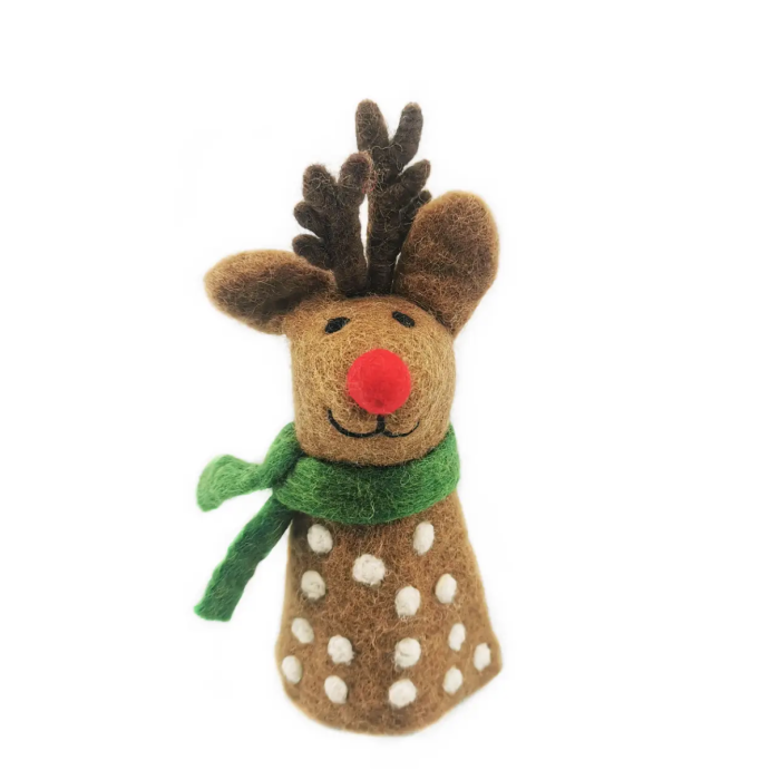 Cimier de sapin de Noël en feutre fait main Rudolph