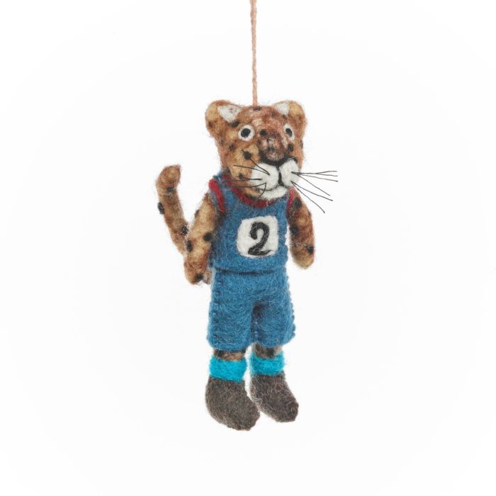 Décoration à suspendre en feutre fait main représentant un guépard courant
