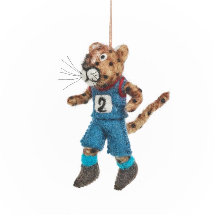 Décoration à suspendre en feutre fait main représentant un guépard courant