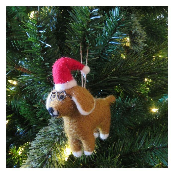 Handmade Felt Saint Nicholas the Dog Hanging Christmas Decoration