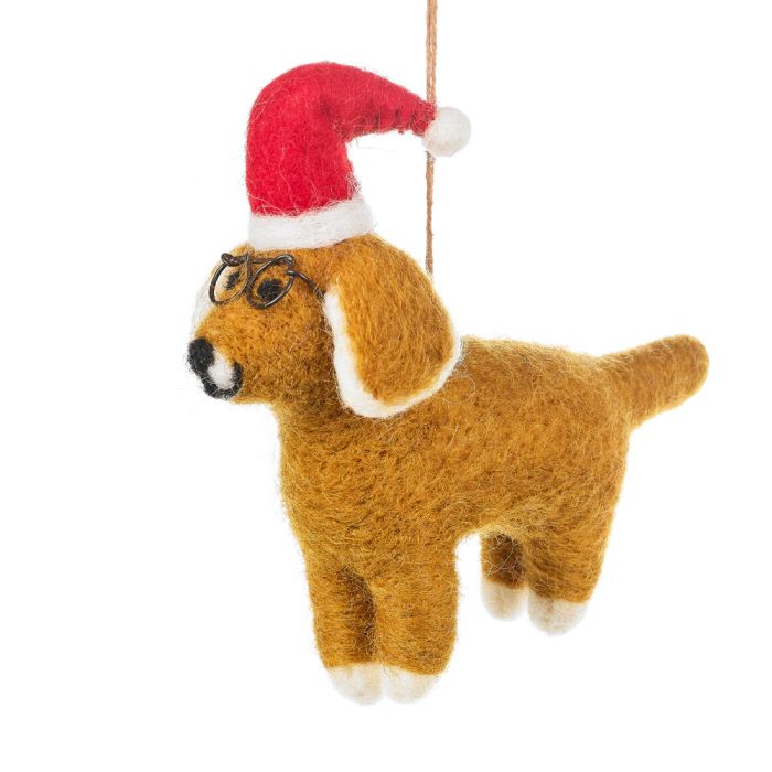 Handmade Felt Saint Nicholas the Dog Hanging Christmas Decoration