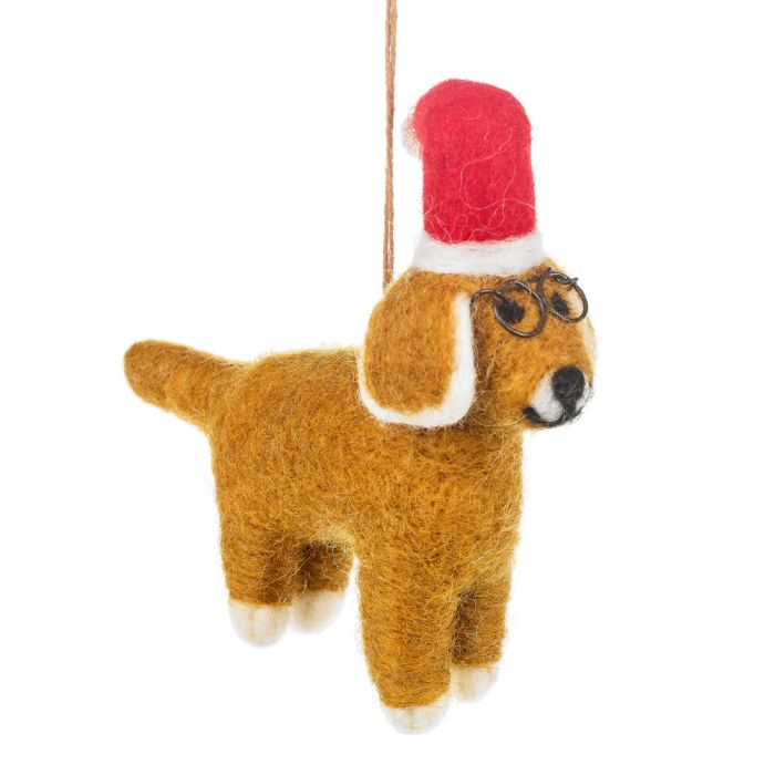 Handmade Felt Saint Nicholas the Dog Hanging Christmas Decoration