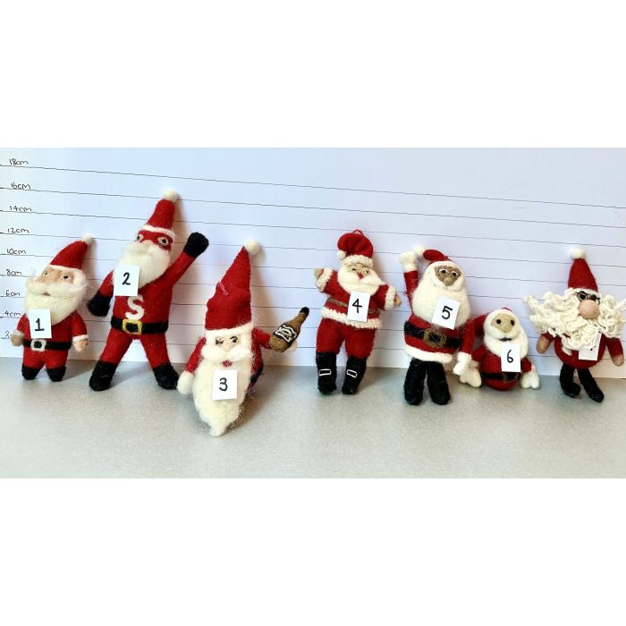 Handmade Felt Curly Santa Christmas Tree Hanging Decoration