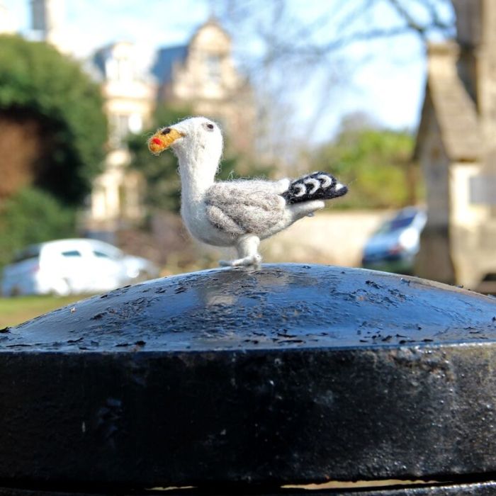 Décoration de mouette suspendue en feutre aiguilleté durable faite à la main