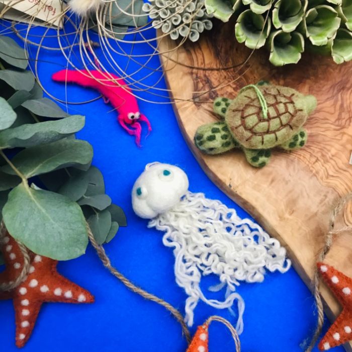Handmade Felt Pascal Prawn Hanging Biodegradable Decoration