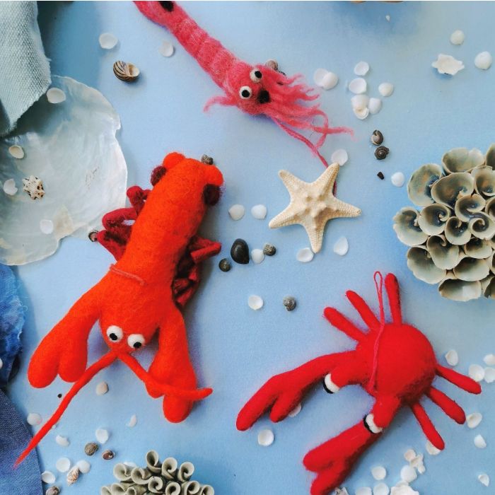 Handmade Felt Hanging Sebastian Crab Biodegradable Felt Decoration