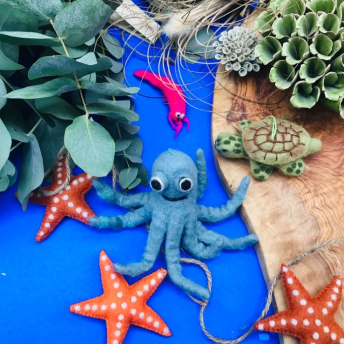 Handmade Felt Pascal Prawn Hanging Biodegradable Decoration