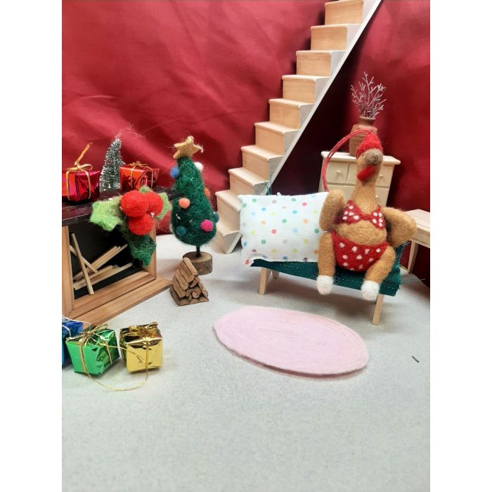 Handmade Felt Sizzlin' Turkey Hanging Christmas Decoration