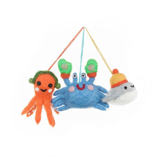 Handmade Felt Christmas Sealife (Set of 3) Hanging Decorations
