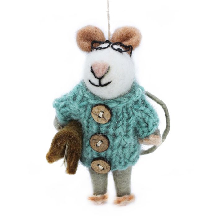 Handmade Felt Susie Mouse Biodegradable Hanging Decoratio