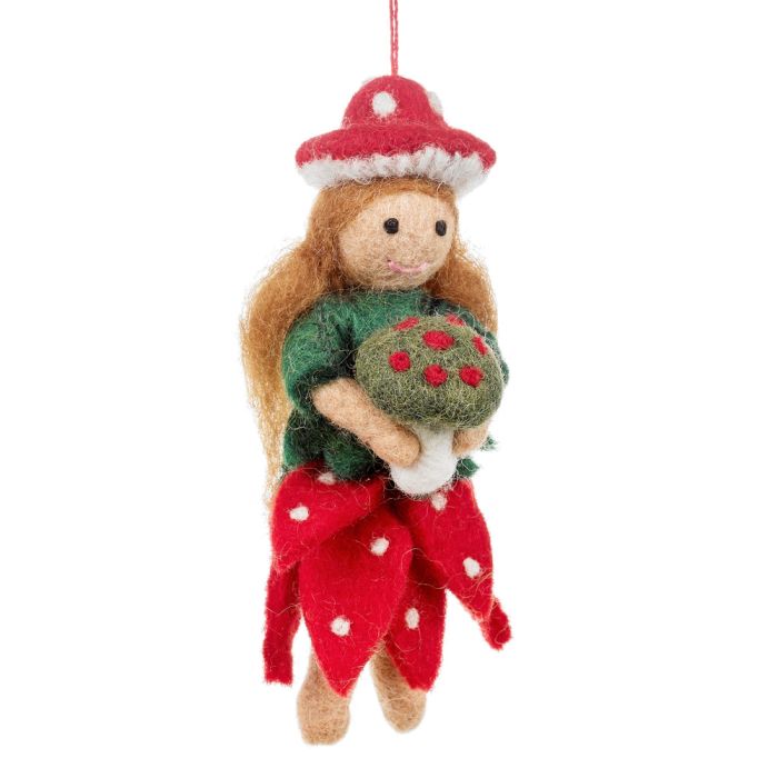 Handmade Felt Toadstool Fairy Hanging Autumnal Decoration