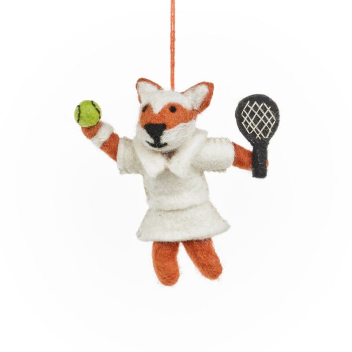 Handmade Felt Wimbledon Fox Hanging Tennis Decoration