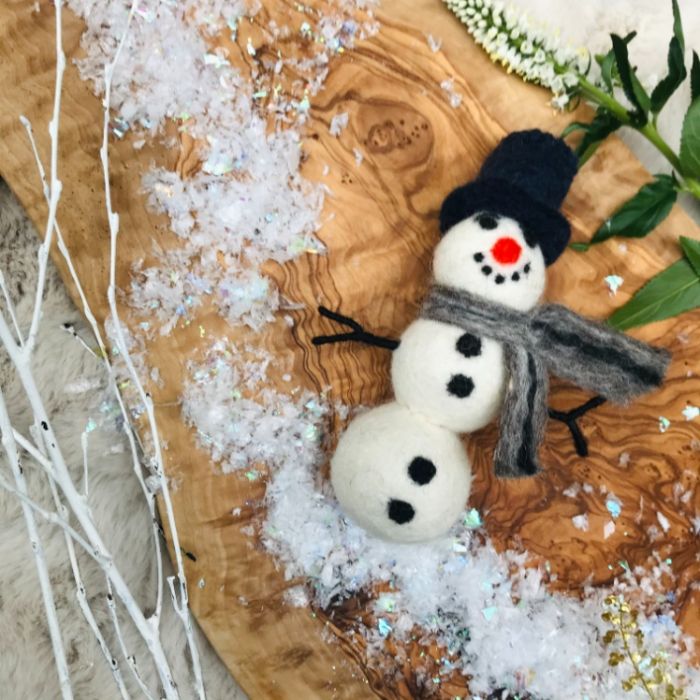 Handmade Felt William Snowman Biodegradable Hanging Decoration