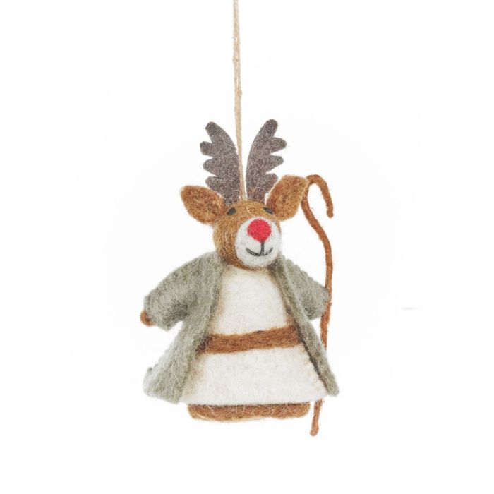 Handmade Felt Woodland Nativity (Set of 9) Hanging Decorations