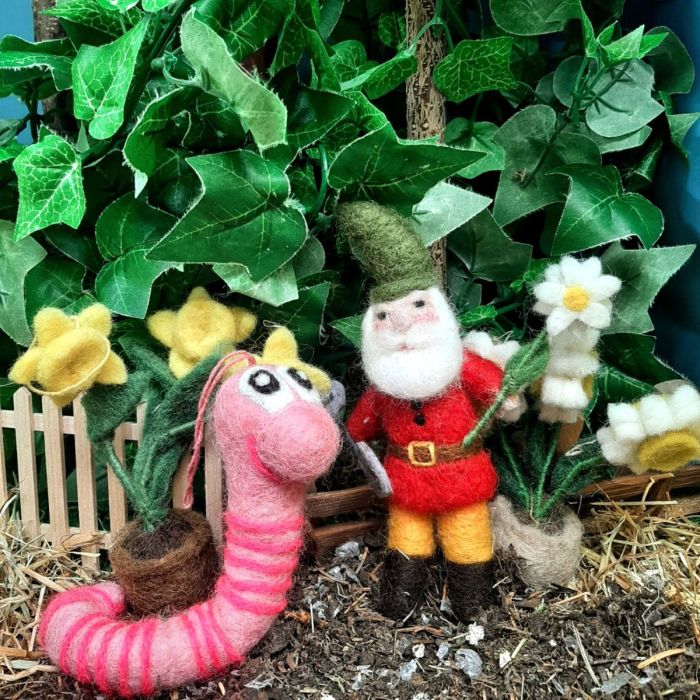 Handmade Felt Gilbert the Garden Gnome Hanging Decoration