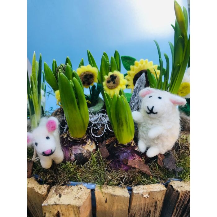 Handmade Needle Felt Barbara the Sheep Hanging Easter Decoration
