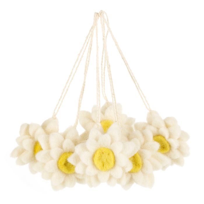 Handmade Hanging Daisies (Set of 6) Felt Easter Decorations