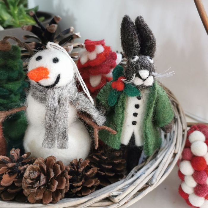 Décoration de Noël à suspendre en feutre fait à la main Norman le bonhomme de neige