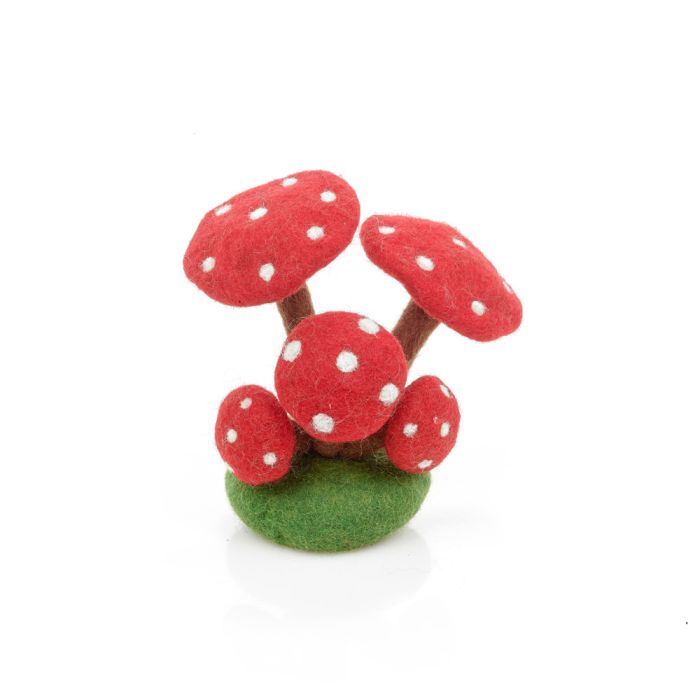 Décoration automnale en forme de souche de champignon vénéneux en feutre fait à la main