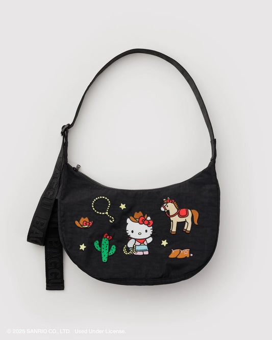 Medium Nylon Crescent Bag Embroidered Hello Kitty Western