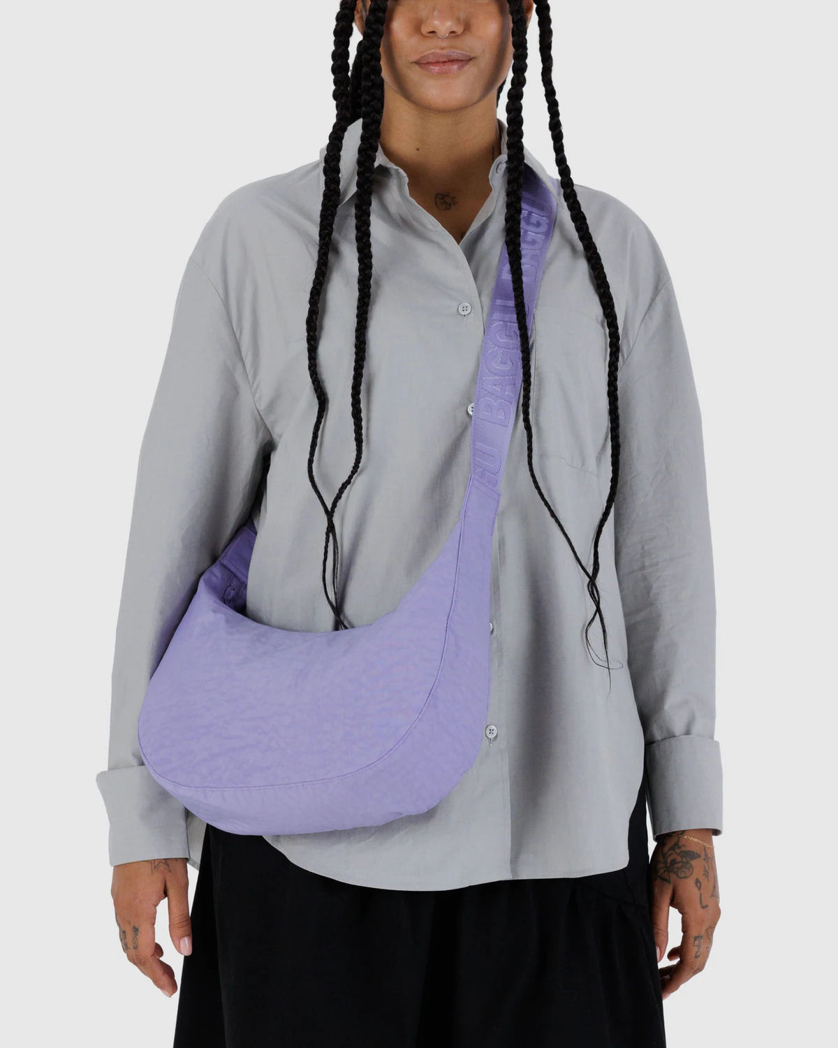 Medium Nylon Crescent Bag  Wisteria