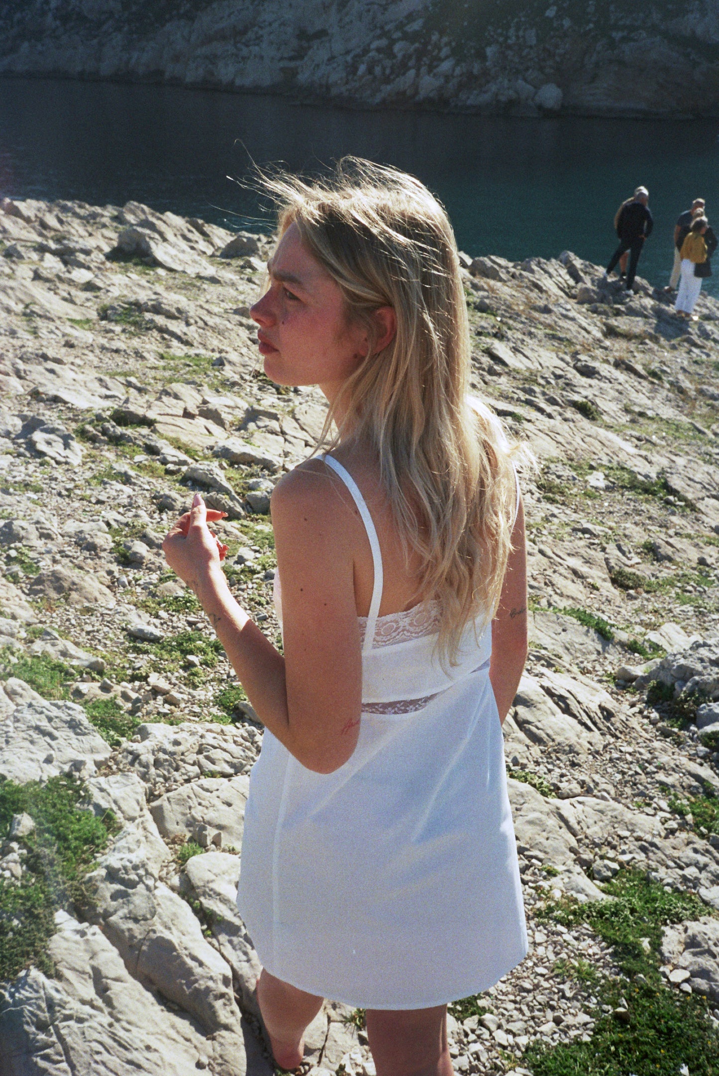 COLINE white cotton Calais floral lace dress