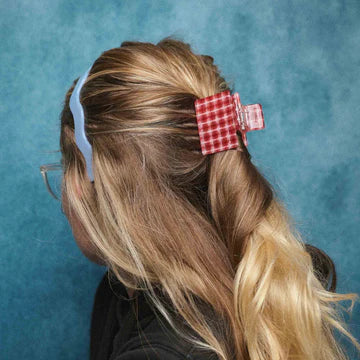 Midi Box Claw in Red Plaid