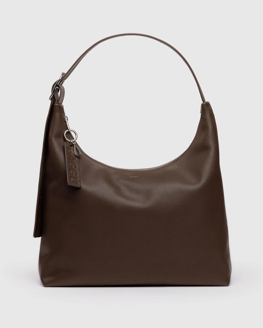 Recycled Leather Shoulder Bag Brown