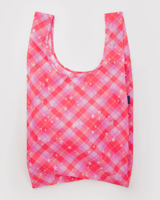 Big Baggu Pink Star Plaid
