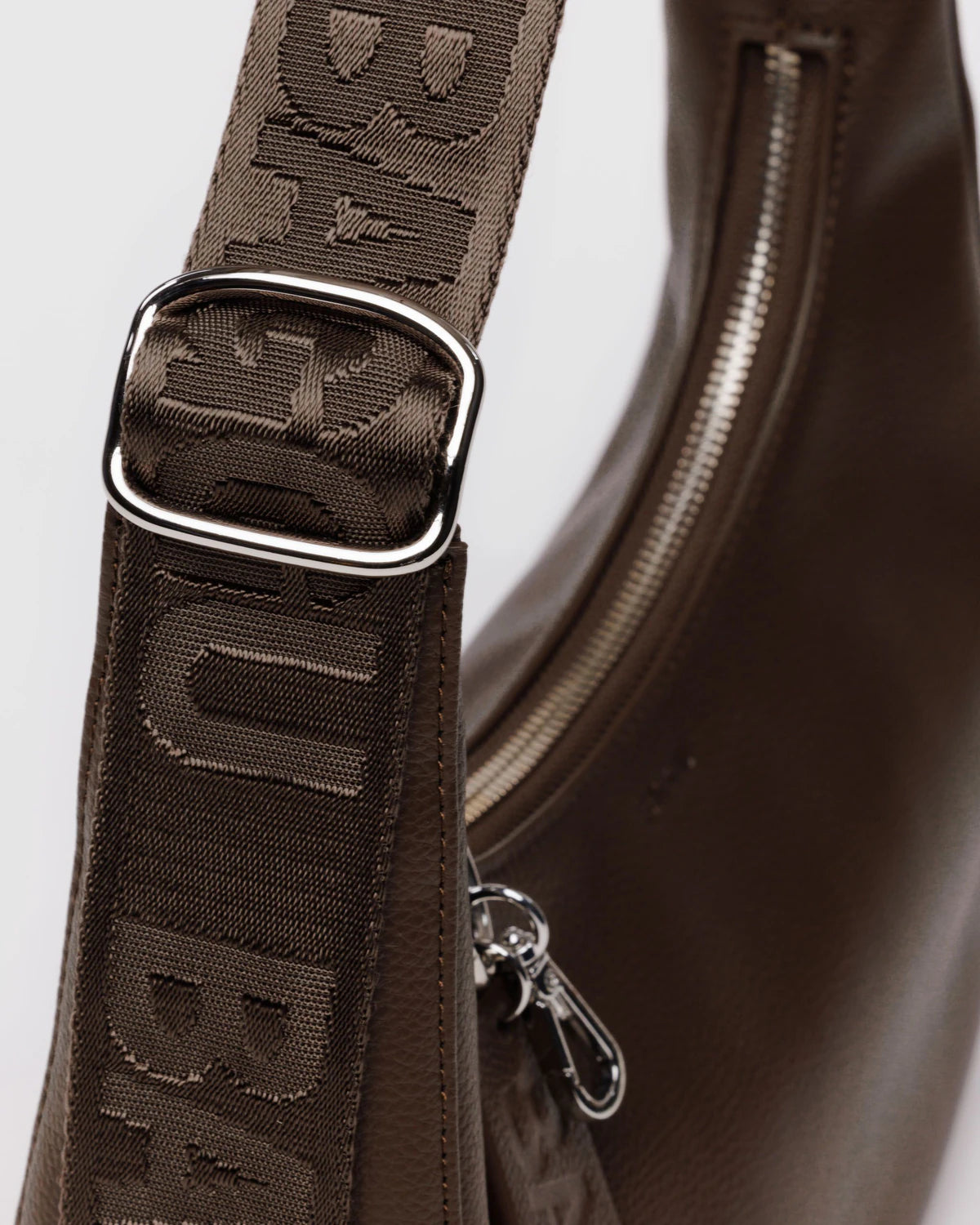 Small Recycled Leather Crescent Bag Brown