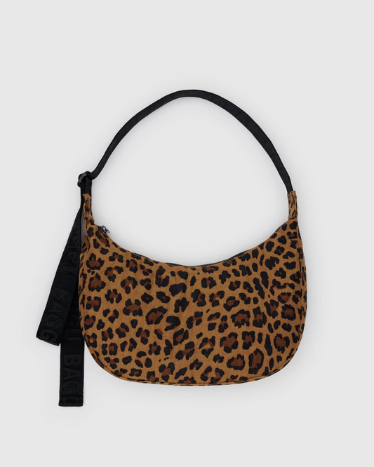 Medium Nylon Crescent Bag Leopard
