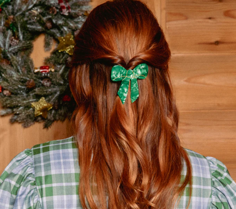 GREEN RIBBON FRENCH BARRETTE