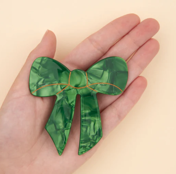 GREEN RIBBON FRENCH BARRETTE