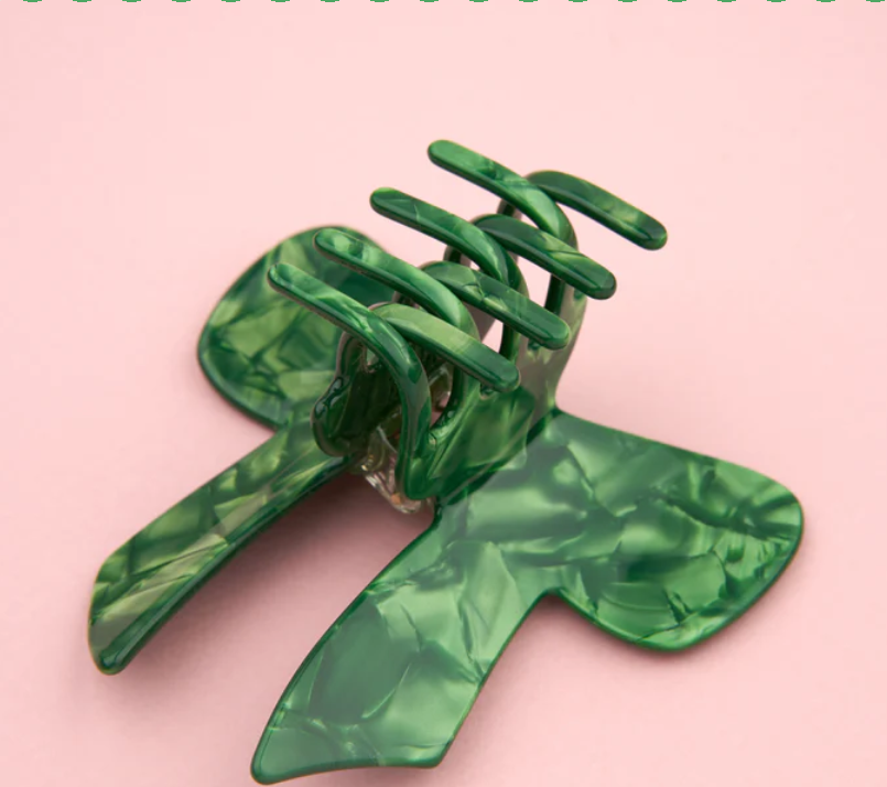 Green Ribbon Hair Claw