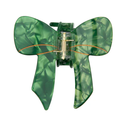 Green Ribbon Hair Claw
