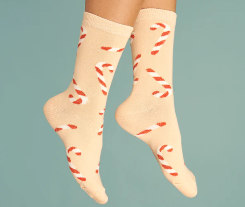 Candy Cane Glittery Socks